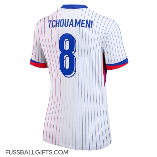 Frankreich Aurelien Tchouameni #8 Fußballbekleidung Auswärtstrikot Damen EM 2024 Kurzarm